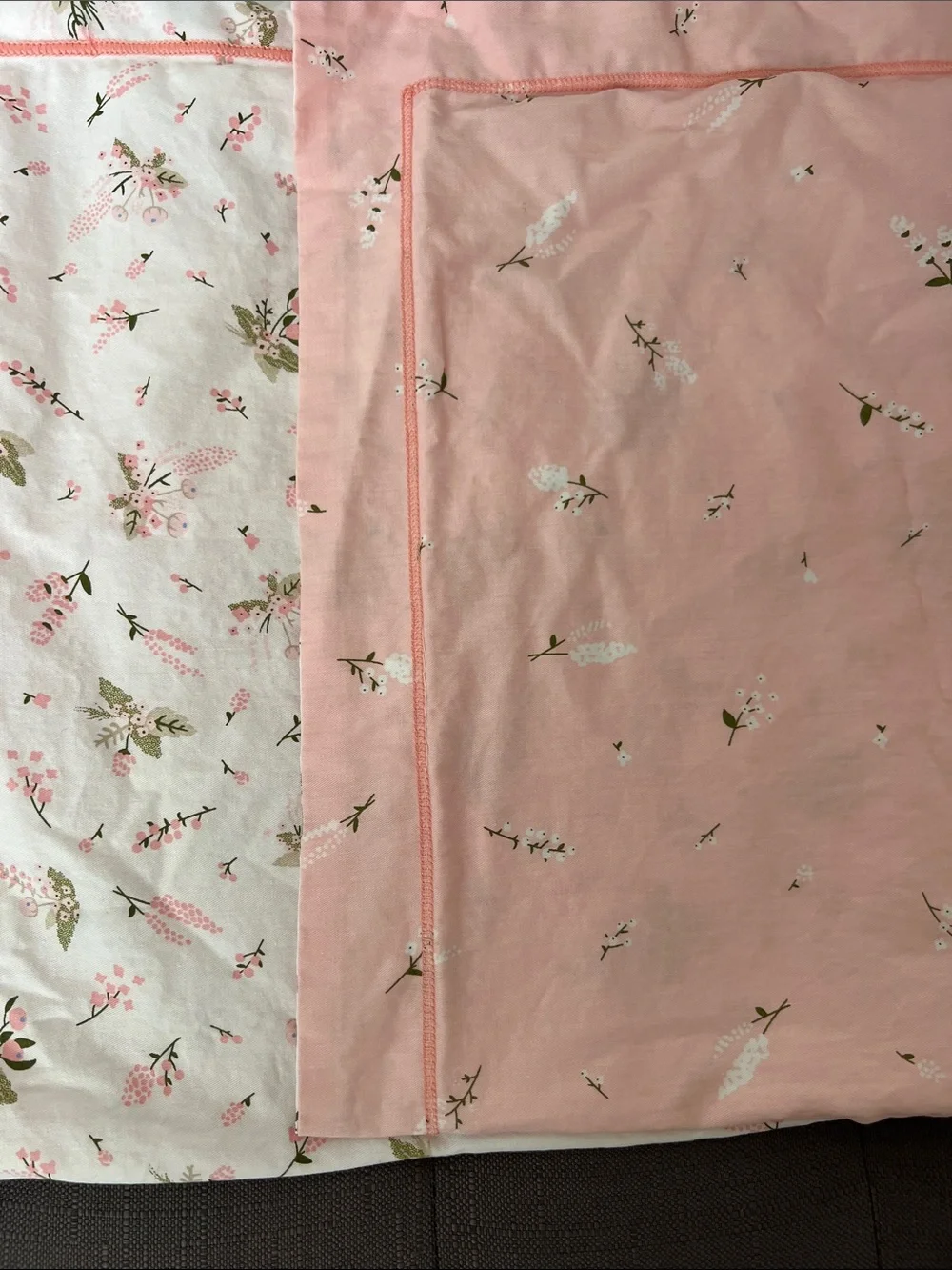 Floral Pink Cotton Pillowcases - Set of 2